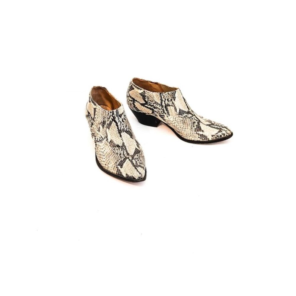 SCHUTZ Womens Natural Beige Snake Print At Sides Jaqueline Leather Booties 7.5 B
